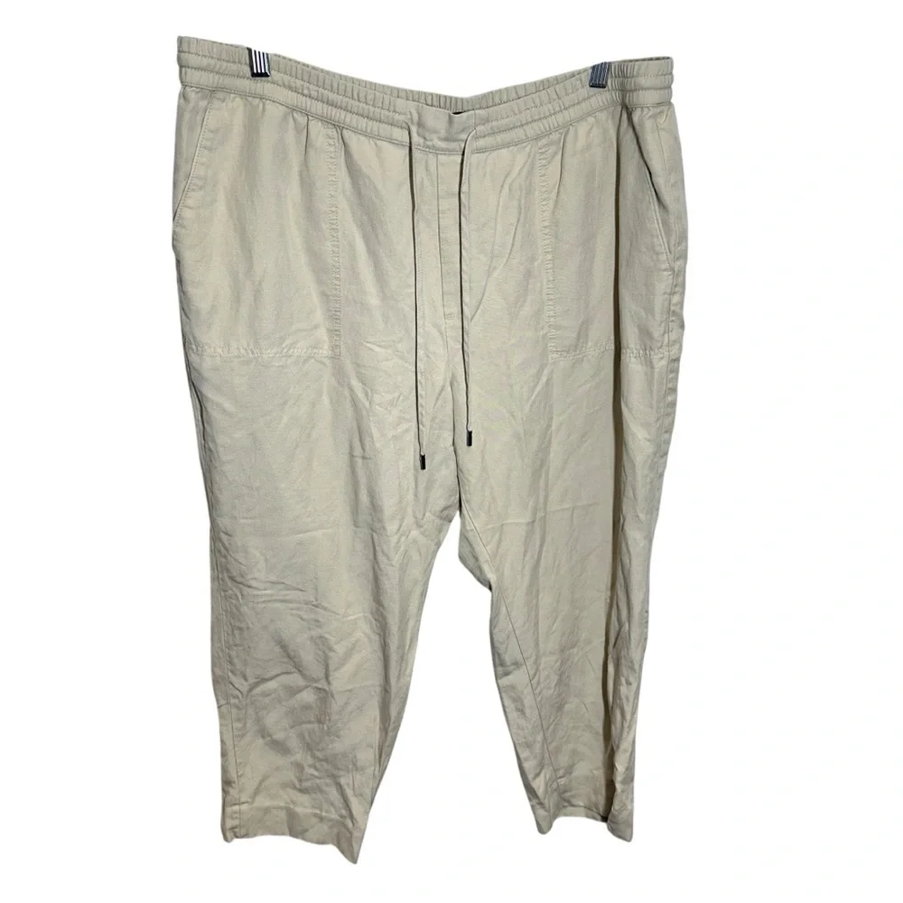 Banana Republic women’s khaki pull on pants linen blend size Xl